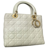 Dior lady dior white leather handbag