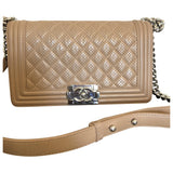 Chanel boy beige leather handbag