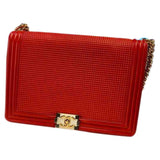 Chanel boy red leather handbag