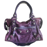 Balenciaga city purple leather handbag