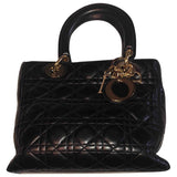 Dior lady dior black leather handbag