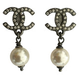 Chanel cc metallic metal earrings
