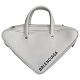 Balenciaga triangle white leather handbag