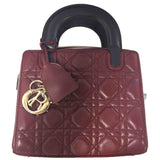 Dior lady dior burgundy leather handbag