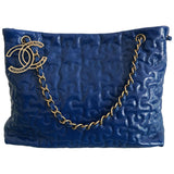 Chanel blue patent leather handbag