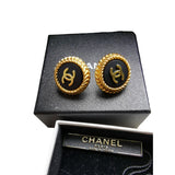 Chanel cc black metal earrings