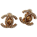 Chanel cc gold crystal earrings
