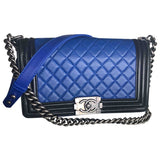 Chanel boy blue leather handbag