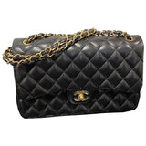 Chanel timeless/classique black leather handbag