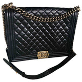 Chanel boy black leather handbag