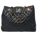 Chanel navy leather handbag