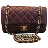 Chanel timeless/classique burgundy leather handbag