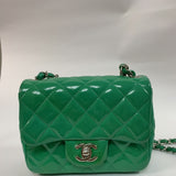 Chanel timeless/classique green patent leather handbag