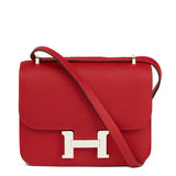 Hermès constance red leather handbag