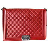 Chanel boy red leather handbag