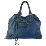 Balenciaga city blue leather handbag