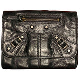 Balenciaga black leather clutch bag