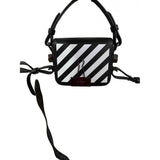 Off-white binder black leather handbag