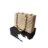 Chanel grand shopping beige leather handbag