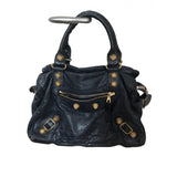 Balenciaga city blue leather handbag