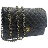 Chanel timeless/classique black leather handbag