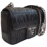 Prada diagramme black leather handbag