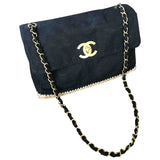 Chanel timeless/classique black cloth handbag