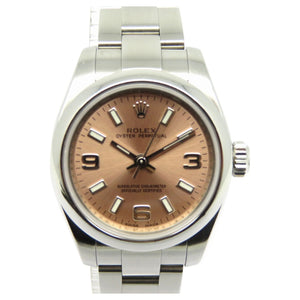 Rolex lady oyster perpetual 26mm silver steel watch
