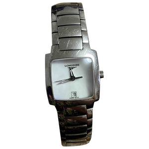 Longines grey steel watch