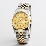 Pre Owned Mens Rolex Two-Tone Datejust with a Gold Champagne Dial 16013