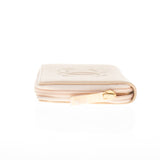 Chanel Beige Grained Zip Around Wallet