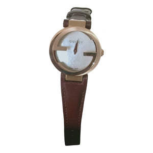 Gucci interlocking brown steel watch