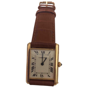 Cartier tank louis cartier brown yellow gold watch