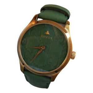 Gucci green gold plated watch