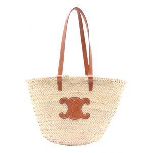 Celine triomphe beige wicker handbag