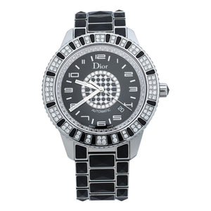 Dior christal black steel watch