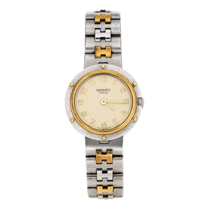 Hermès clipper beige gold plated watch