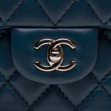 Chanel A94179 Teal Blue Lambskin Quilted Large Chain Bag
