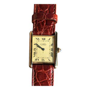 Cartier tank must gold silver gilt watch