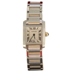 Cartier tank française silver gold and steel watch
