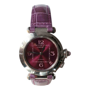 Cartier pasha purple steel watch