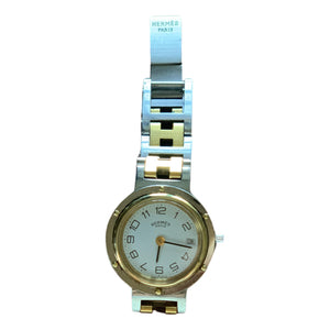 Hermès clipper silver gold plated watch