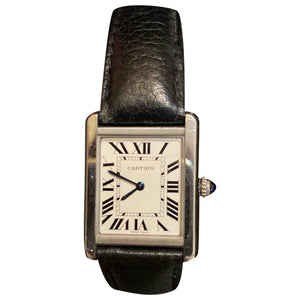 Cartier tank solo white steel watch