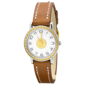 Hermès sellier silver gold plated watch