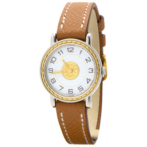 Hermès sellier silver gold plated watch