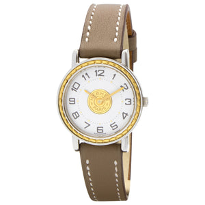 Hermès sellier silver gold plated watch