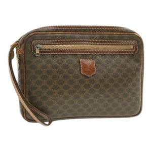 Celine brown cloth clutch bag