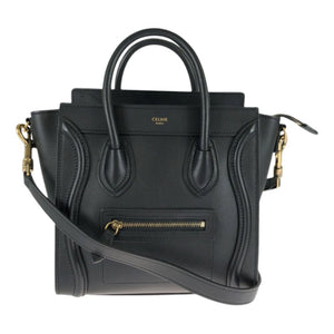 Celine nano luggage black leather handbag