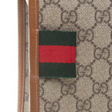 Gucci 246411 Beige/Ebony GG Supreme Canvas with Brown Leather Trim Crossbody Bag