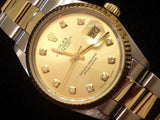 Pre Owned Mens Rolex Two-Tone Datejust with a Gold Diamond Dial 16013